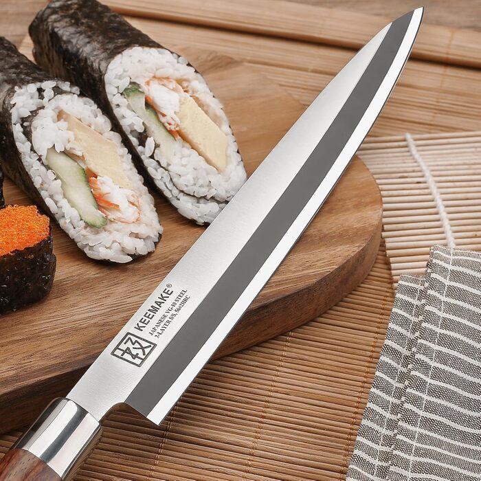 KEEMAKE Філейний ніж для риби та суші 30 см, японський Sashimi ніж з VG10 нержавіючої сталі, ручка з рожевого дерева