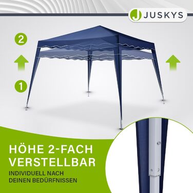 Складаний павільйон Juskys Vivara 3x3 м, регульований, UV50+, водовідштовхувальний, з сумкою, для саду, блакитний