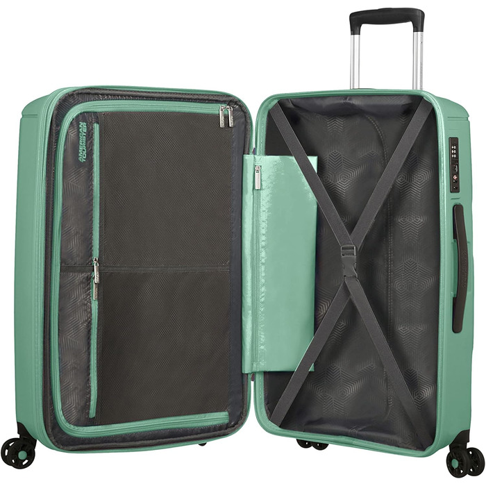 Валіза American Tourister Sunside Spinner 55 см, 35 л, чорна, розширювана, поліпропіленова, на колесах, для подорожей