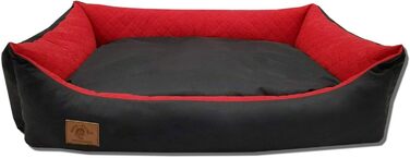 Odolplusz XXL Ліжко для великих собак, чорне-червоне, 100x70 см – собаче ліжко-матрац із двосторонньою подушкою, знімний та праний чохол