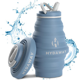 Складна пляшка для води HYDAWAY 500 мл, силіконова, з носиком, синя, дорожня, харчовий силікон