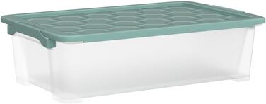 Пластикова коробка для зберігання Rotho Evo Safe з кришкою, бірюзова/прозора, 30 л, набір 3 шт.