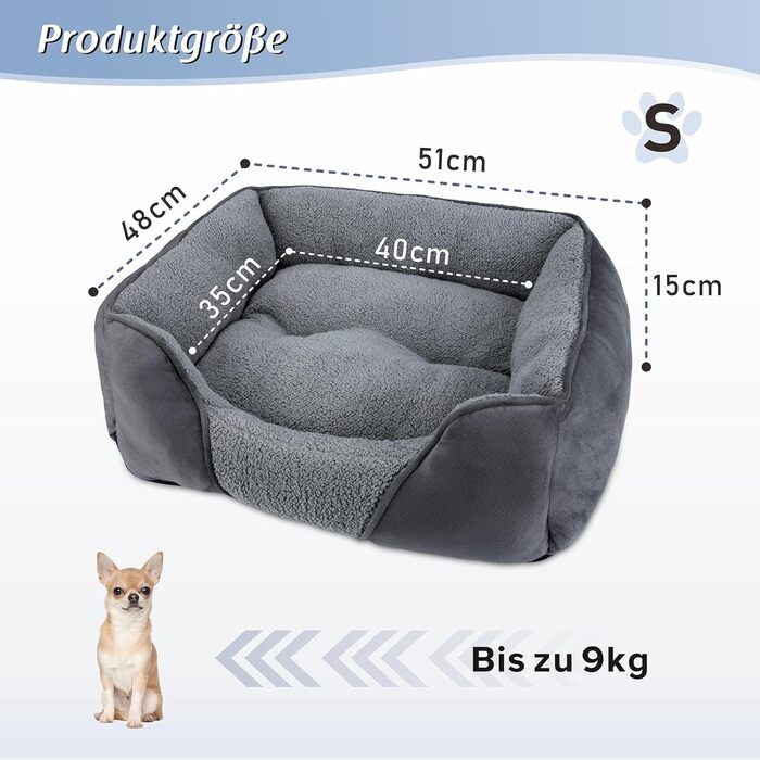 FURTIME Ліжко для собак середніх і великих порід, м'яке, антистрес, знімний чохол, несковзке дно, 76x61x23 см