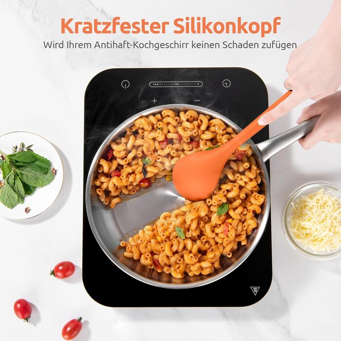 U-Taste Набір кухонного посуду з силікону, 5 шт, довгі, термостійкі до 315°C, BPA Free, антипригарні лопатки та ложки для змішування, смаження, сервірування (помаранчеві)