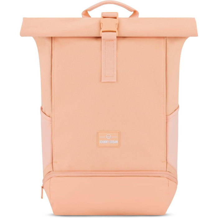 Рюкзак Johnny Urban Allen Medium ролтоп 15 л для жінок і чоловіків, з відділенням для ноутбука, водовідштовхувальний, для університету, роботи, велосипеда, екологічний, персиковий