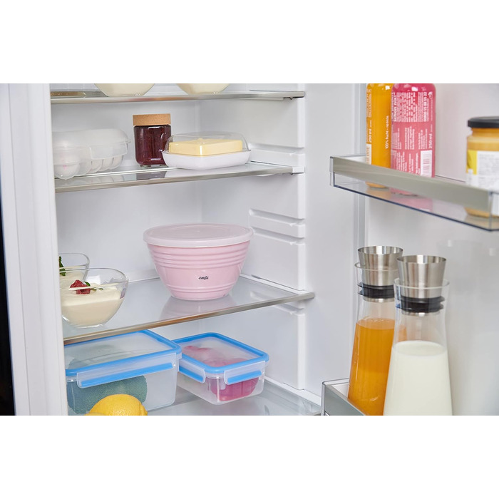 Миска для змішування Emsa Prep&Bake 1,7 л, пластикова, з кришкою, рожевого кольору, для зберігання у холодильнику, нековзне дно, стійка, можна мити в посудомийній машині