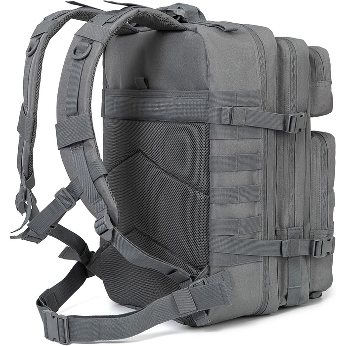 Тактичний рюкзак QT&QY 45 л армійський Molle для чоловіків, військовий штурмовий рюкзак Bundeswehr для туризму, трекінгу, 3-денний рюкзак (3.1 сірий)