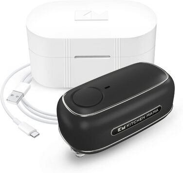 Електричний відкривач для консервів Kitchen Mama Orbit One, USB-C, автоматичний, професійна сталь, гладкий зріз, чорний