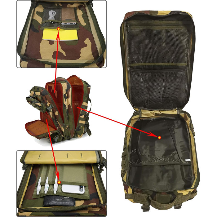 Тактичний військовий рюкзак 40 л Molle для армії, виживання, ліс, Fluchtrucksack
