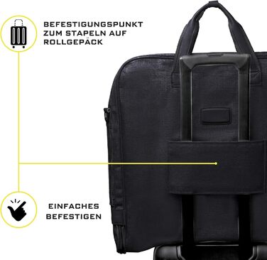 Чохол для одягу Kleidersack на 3 костюми, дорожня сумка для ручної поклажі з плечовим ременем і кишенями, чорний, для бізнес-подорожей