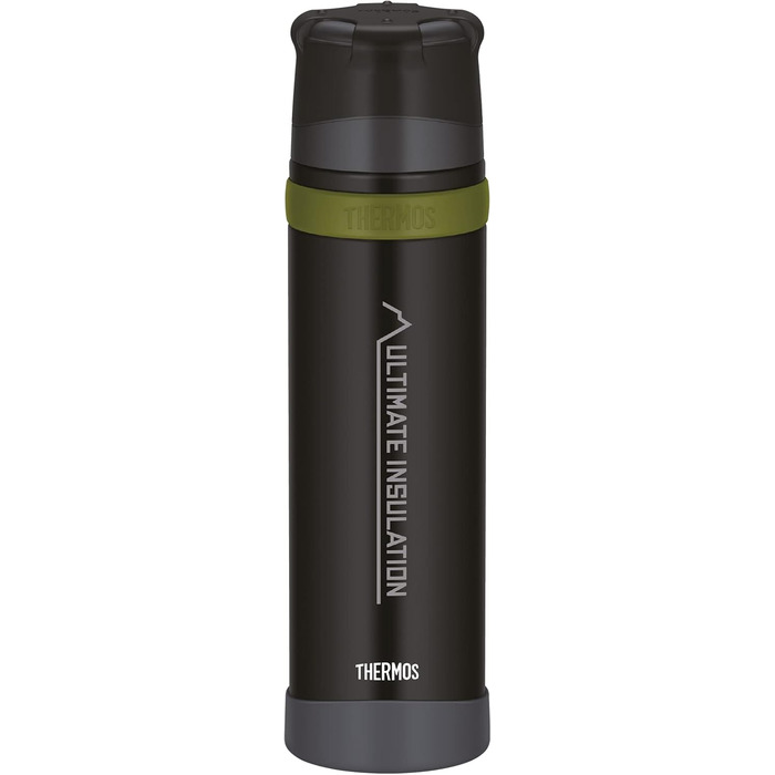 Термос для напоїв Thermos Mountain 0,9 л, чорний, з нержавіючої сталі з чашкою, зберігає тепло/холод 24 год, легкий, для туризму, розбірна кришка, BPA-free