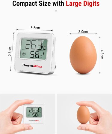 Цифровий гігрометр ThermoPro TP357-3 (3 шт), Bluetooth, 80 м, термометр для кімнати, додаток, індикатор вологості зі смайликом, для офісу, винного погребу, теплиці