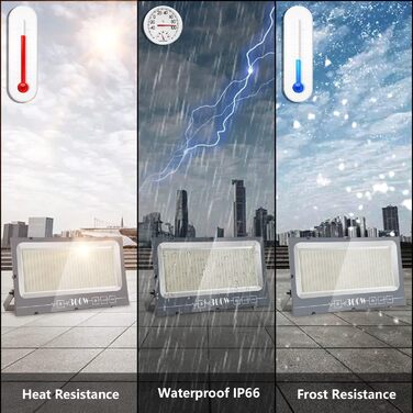LED прожектор для вулиці, IP65, 600 Вт, 30000 Лм, тепле біле світло, водонепроникний, для двору, саду, гаража, під'їзду