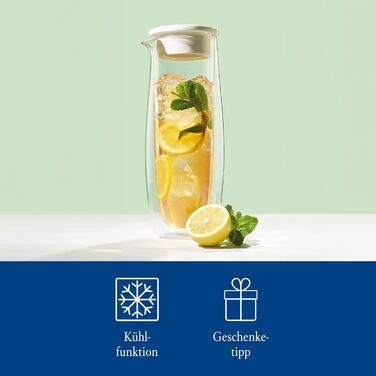 Villeroy & Boch Artesano Глечик для гарячих та холодних напоїв з кришкою, 1 л, боросилікатне скло, прозорий, для води, соку, чаю, карафка