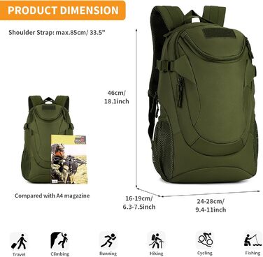 Тактичний рюкзак HUNTVP 25L MOLLE водонепроникний для спорту, туризму, школи, дорослих