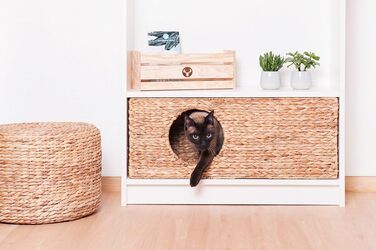 Кошик для котів з водяної гіацинти для стелажа Billy, котяча хатка 75x29x25 см, натуральний плетений будиночок для котів, кроликів, морських свинок