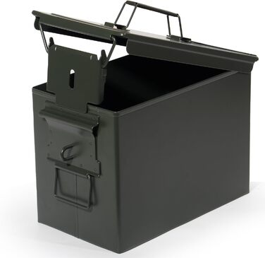 Металева ящик для набоїв US Ammo Box, з замком, для зберігання патронів і літієвих батарей, 28 см, із захисним кільцем 30 см