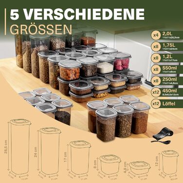 Набір герметичних контейнерів для зберігання продуктів, 12 шт, BPA-Free, для круп, борошна, мюслі, органайзер для кухні