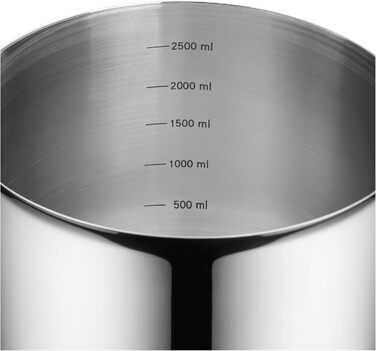 Миска для змішування з кришкою WMF Function Bowls 2,5 л, 18,5 см, полірована нержавіюча сталь Cromargan, з внутрішньою шкалою, для посудомийної машини