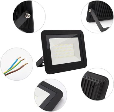 LED прожектор da LIGHT 50Вт, 6000K, 4500 лм, IP65, для вулиці та приміщень, набір 4 шт