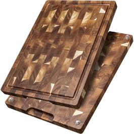 Дерев'яна дошка для нарізання COCOBOSS 42x30x2,5 см з акації, преміум, кухонна дошка з нековзними ніжками XXL