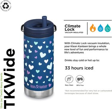 Термос Klean Kanteen TKWide 340 мл з кришкою, сині серця