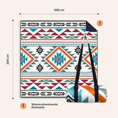 Пікнік-ковдра NAYA STUDIOS 200x200 см, водонепроникна, прана, утеплена, для кемпінгу та пляжу Ethno Nature