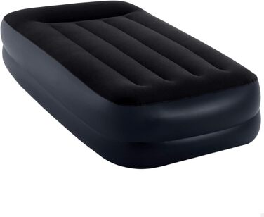Надувне ліжко Intex Queen Pillow Rest Raised з технологією Fiber-Tech, чорний верх/синій низ, 64124 (Twin), для дорослих