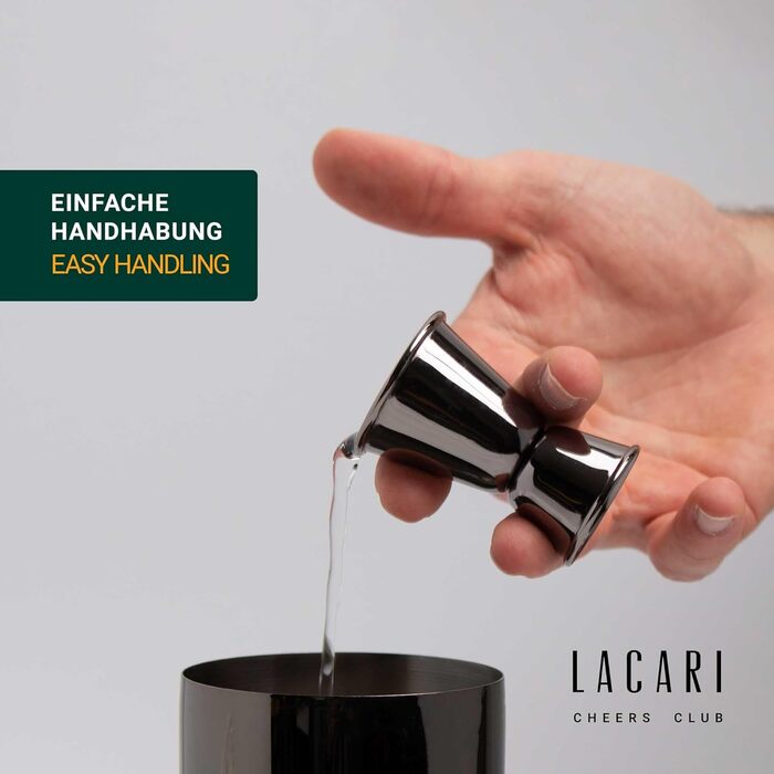 Преміум набір для коктейлів Lacari 17 предметів, чорний, бостонський шейкер з нержавіючої сталі, мірник, стрейнер, мадлер, щипці та аксесуари для бару