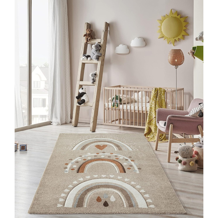 Килим дитячий Monde Kids, м'який, легкий у догляді, стійкий до вицвітання, яскраві кольори, малюнок веселка, рожевий, 120x170 см