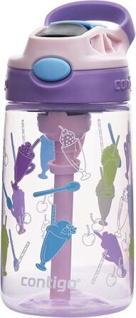 Дитяча пляшка для води Contigo Easy Clean Autospout з трубочкою, BPA-free, 420 мл, пластикова, герметична, легка у догляді, для школи та спорту (Strawberry Shakes)