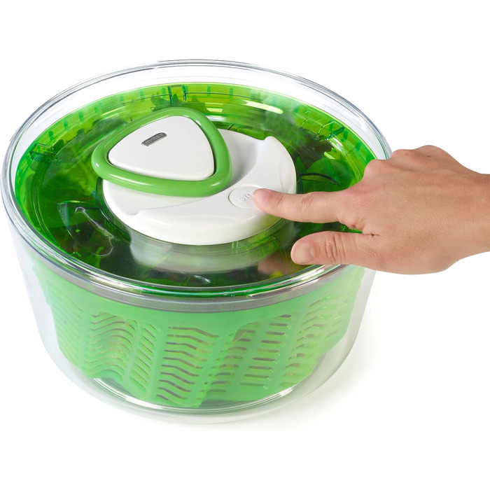 Сушарка для салату Zyliss Easy Spin 2, 6 л, пластикова, зелена, з чашею, технологія Aquavent
