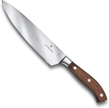 Професійний ніж для нарізання Victorinox Grand Maître, 20 см, надгостре лезо з прямим заточенням, дерев'яна ручка, нержавіюча сталь, коричневий