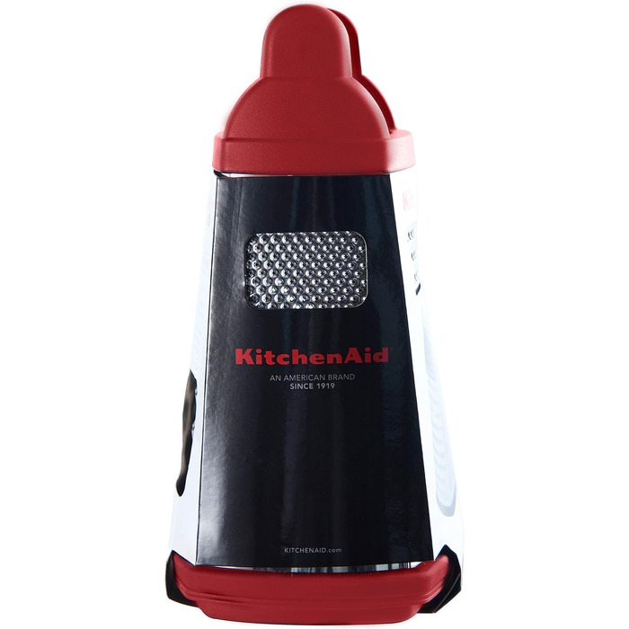 Тертка KitchenAid KN300OSERA Gourmet 4-стороння, з нержавіючої сталі, з контейнером на 3 чашки, мірними позначками, для дрібного, середнього та крупного натирання, підходить для посудомийної машини, Empire