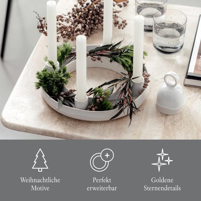 Свічник адвентський Winter Glow від Villeroy & Boch, кераміка, 23,5x8,5x20,5 см, різдвяний декор