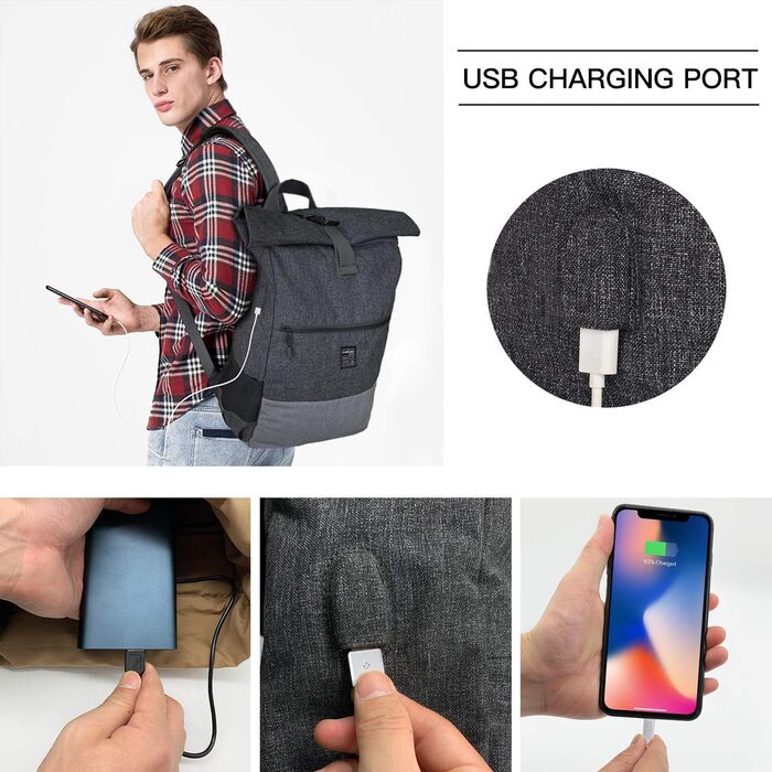 Рюкзак для ноутбука EverVanz, водонепроникний, легкий, з USB, сірий, стильний міський та шкільний рюкзак для подорожей