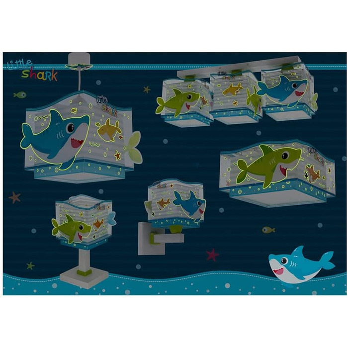 Підвісна дитяча лампа Dalber Little Shark, стельова лампа для дитячої кімнати, E27, дизайн акули, 63472