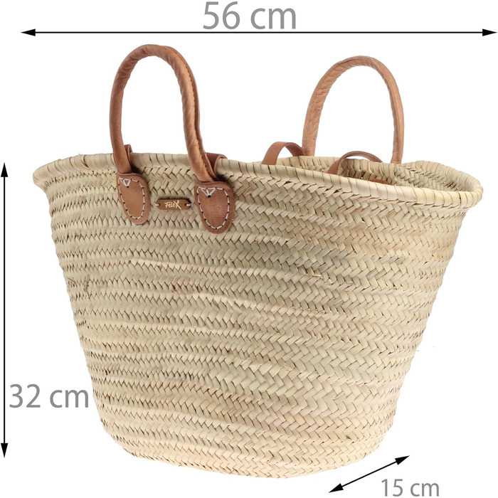 Великий плетений кошик Ibizakorb Felex для покупок і пляжу, натуральний, 55x15x32 см