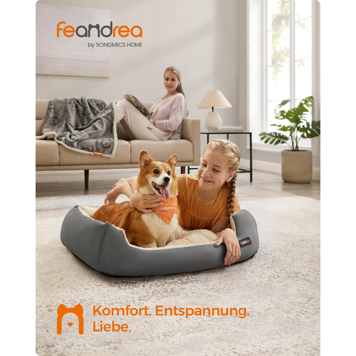Ліжко для собак Feandrea з двосторонньою подушкою, 85x65x21 см, сіре