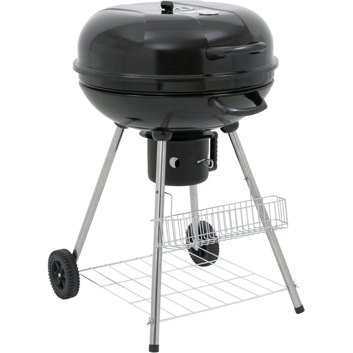 Кульовий гриль BBQ-Toro 57 см з термометром, круглий вугільний гриль із кришкою для барбекю