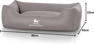 Ліжко для собак Knuffelwuff Sidney XXL зі штучної шкіри, 120x85 см, знімний чохол, легке у догляді, для великих, середніх і малих собак, сіре