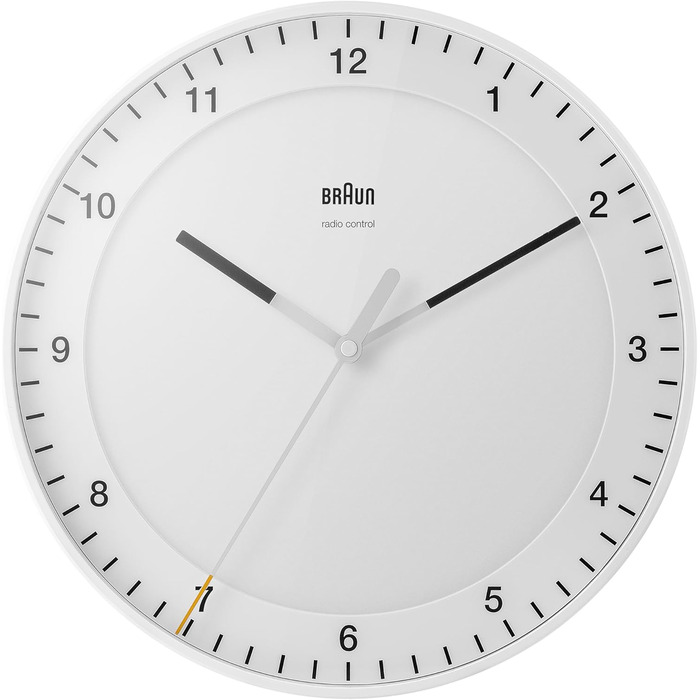 Настінний годинник Braun BC17W-DCF, 30 см, білий, безшумний, радіокерований, велика класична модель, легке читання, центральноєвропейський час (MEZ/GMT+1)