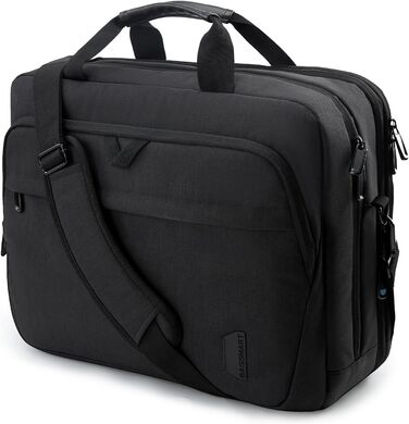 Розширювана сумка для ноутбука 17,3'' BAGSMART, чоловіча і жіноча ділова сумка через плече, офісна, з відсіком для ноутбука, з замком, чорна