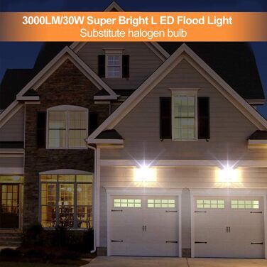 LED прожектори Ikodm для вулиці, 5 шт. по 30 Вт, тепле біле світло 3000K, водонепроникні, 2250 Лм, для двору, саду, гаража, спортмайданчика