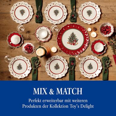 Набір новорічного посуду Villeroy & Boch Toy's Delight, 12 предметів, порцеляна, для 4 осіб (тарілки для основних страв, супу та сніданку)