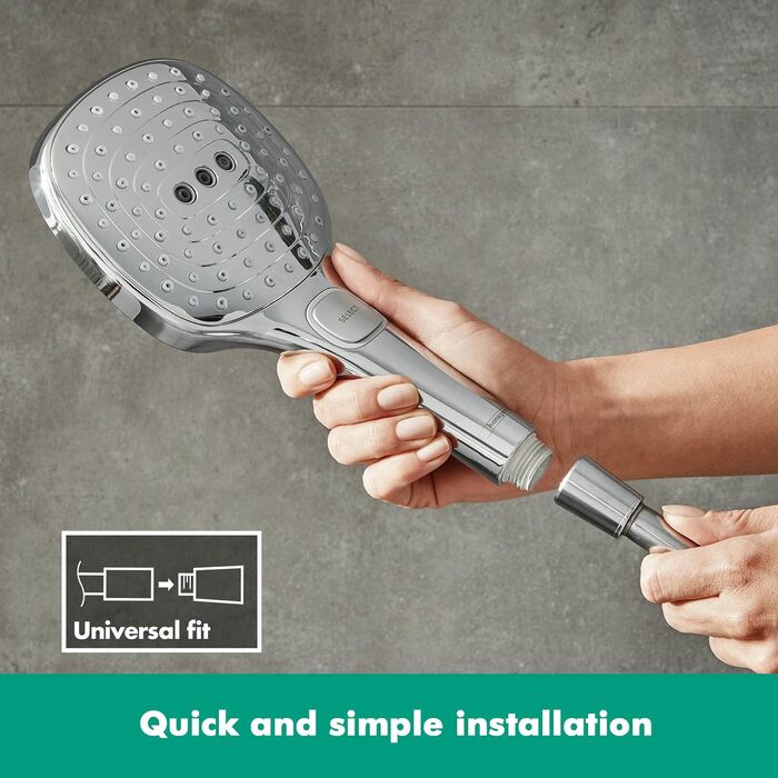 Душова лійка hansgrohe Raindance Select E 120x120 мм, 9 л/хв, 3 режими, EcoSmart, антикальцій, хром