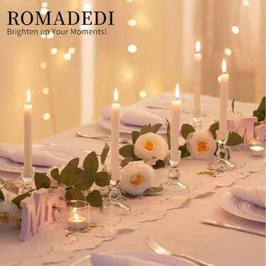 Набір скляних свічників Romadedi, прозорі, 10 шт. – елегантні підсвічники для тонких свічок, для весіль, святкового столу, Різдва та декору вітальні