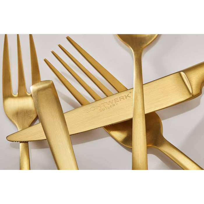 Набір столових приборів ECHTWERK Avelino Gold Edition, 20 предметів, матова нержавіюча сталь 18/10, для 4 осіб, преміум якість, для весіль, свят та декору столу