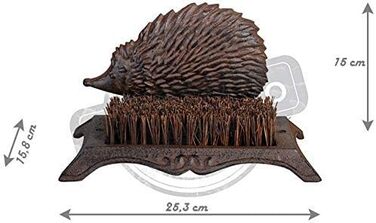 Esschert Design килимок для взуття у вигляді їжака з чавуну з щіткою, 25×16×15 см