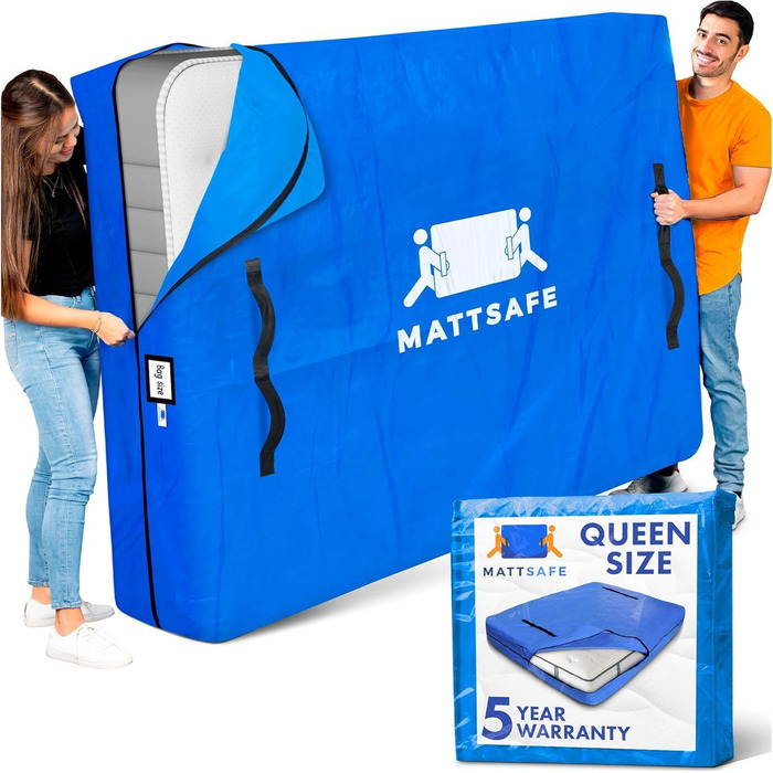 Чохол для матраца MATTSAFE Queen-Size з 8 ручками, посилена блискавка, багаторазовий, товстий захист для перенесення та зберігання, Nordic Elk